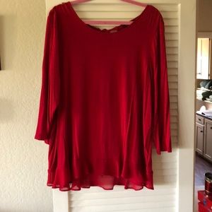 Red ruffle blouse XL